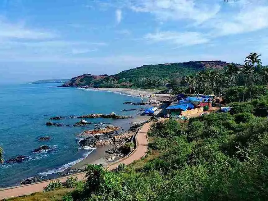 Panoramic view of Vagator Beach in North Goa