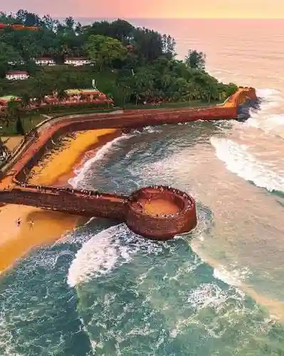 ariel view of the sinquerim beach with lower aguda forth in north goa